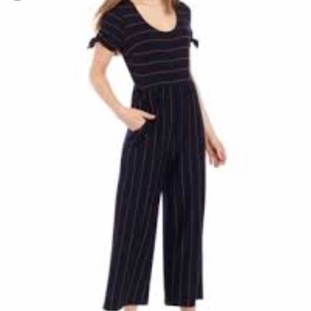 〰️ Jolt navy/brown striped jumpsuit 〰️